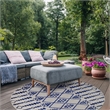 Pemberly Row Cusp Gray with Blue Indoor Outdoor Area Rug Round 5'3