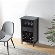 Pemberly Row Mini Bar Cabinet for Stemware and Bottle Storage-Black