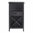 Pemberly Row Mini Bar Cabinet for Stemware and Bottle Storage-Black