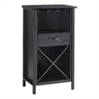 Pemberly Row Mini Bar Cabinet for Stemware and Bottle Storage-Black