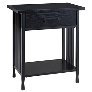 Pemberly Row Ironcraft One Drawer Nightstand Side Table - Black Wash