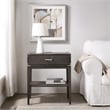Pemberly Row Wood Drawer Nightstand Table with AC/USB Charger in Gray