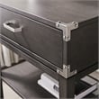 Pemberly Row Wood Drawer Nightstand Table with AC/USB Charger in Gray
