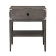 Pemberly Row Wood Drawer Nightstand Table with AC/USB Charger in Gray