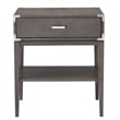 Pemberly Row Wood Drawer Nightstand Table with AC/USB Charger in Gray
