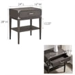 Pemberly Row Wood Drawer Nightstand Table with AC/USB Charger in Gray