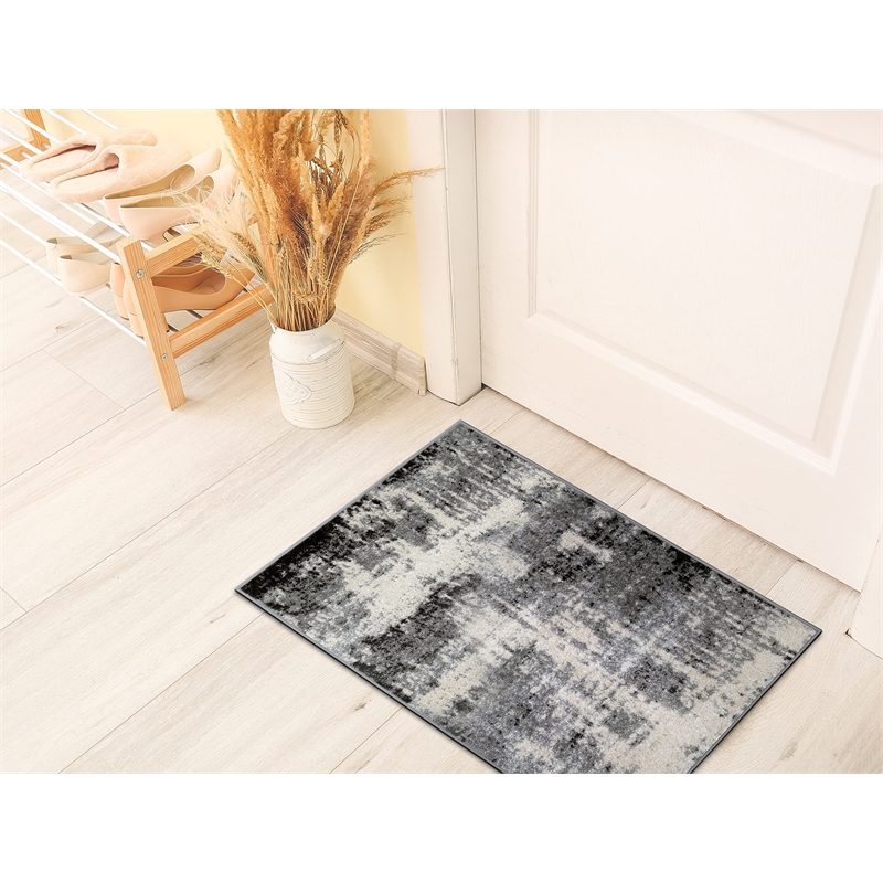 Pemberly Row Vintage Monochromatic Abstract Gray Area Rug 1'9