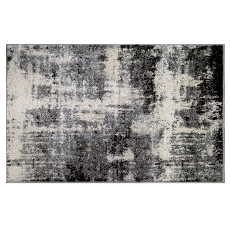 Pemberly Row Vintage Monochromatic Abstract Gray Area Rug 1'9