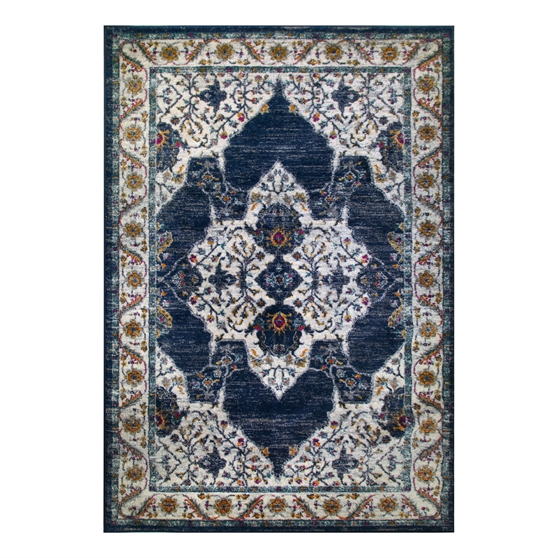 Pemberly Row Vintage Multicolor Medallion Boho Chic Area Rug 5'3