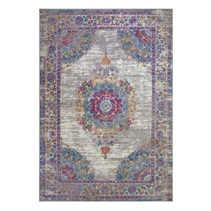 Pemberly Row 5'3&quot x 7'7&quot Vintage Medallion Boho Chic Area Rug in Multi-Color