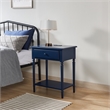 Pemberly Row Coastal Nightstand Side Table with AC/USB Charger-Navy Blue