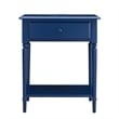 Pemberly Row Coastal Nightstand Side Table with AC/USB Charger-Navy Blue