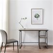 Pemberly Row Wood Reversible Stepped Tier Shelf Desk in Oak/Gunmetal Gray