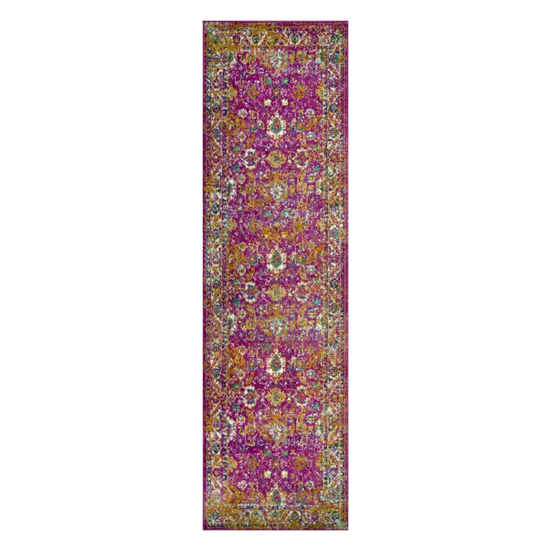 Pemberly Row Vintage Turkish Medallion Faded Fuchsia Area Rug 2'2