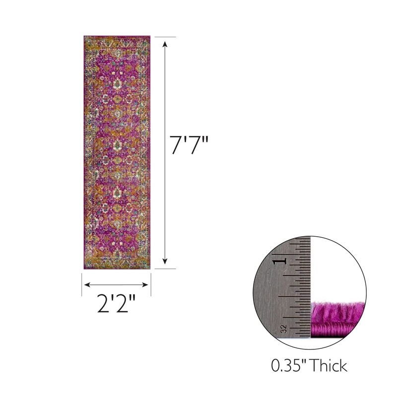 Pemberly Row Vintage Turkish Medallion Faded Fuchsia Area Rug 2'2