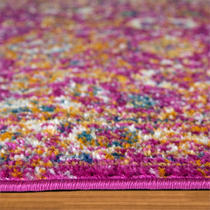 Pemberly Row Vintage Turkish Medallion Faded Fuchsia Area Rug 2'2