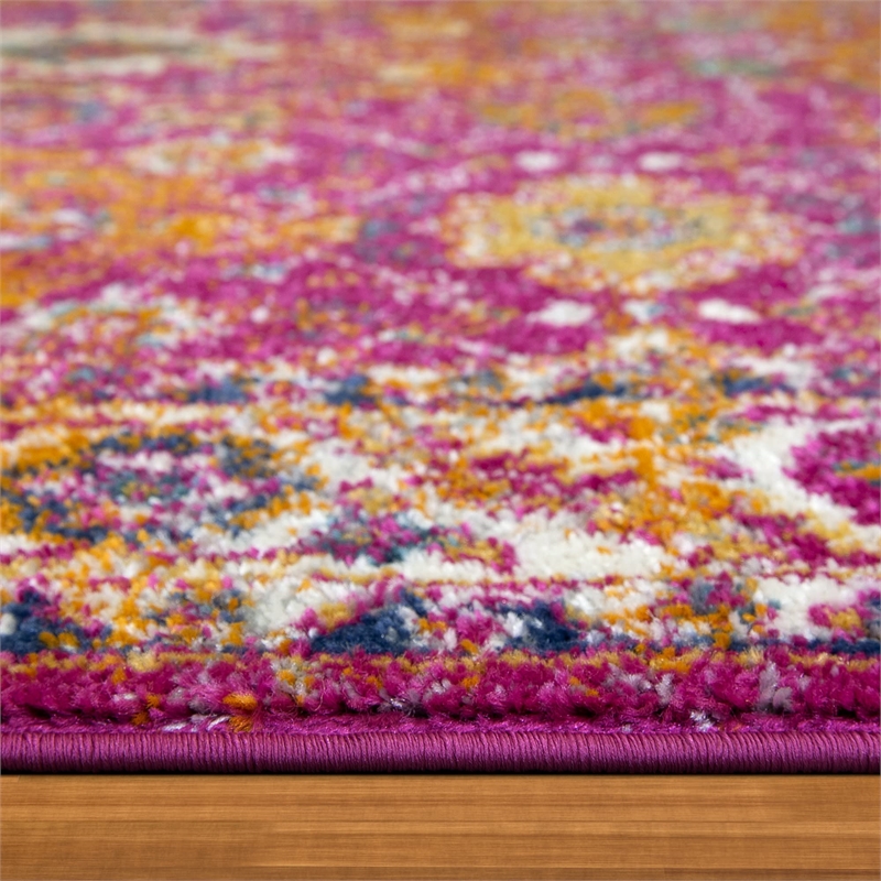 Pemberly Row Vintage Turkish Medallion Faded Fuchsia Area Rug 3'9