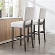 Pemberly Row Wood Upholstered Back Bar Stool Set in Gray Washed Blackbean