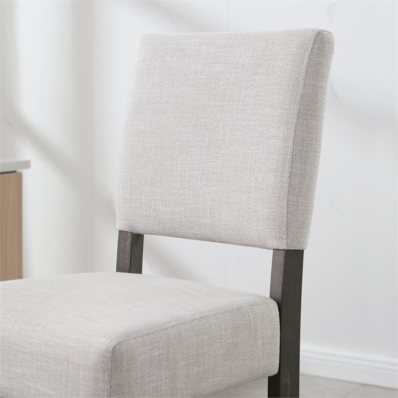 Pemberly Row Wood Upholstered Back Bar Stool Set in Gray Washed Blackbean