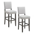 Pemberly Row Wood Upholstered Back Bar Stool Set in Gray Washed Blackbean