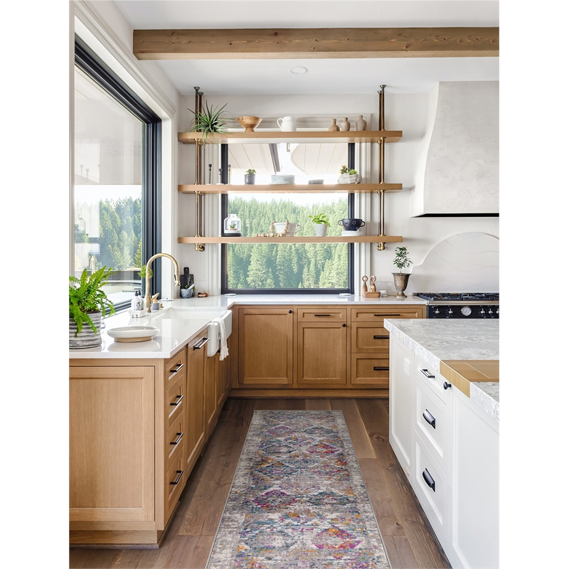 Pemberly Row Vintage Patchwork Boho Chic Faded Area Rug Runner 1'9