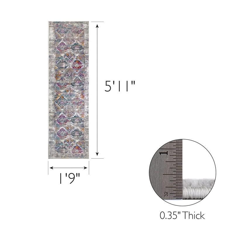 Pemberly Row Vintage Patchwork Boho Chic Faded Area Rug Runner 1'9