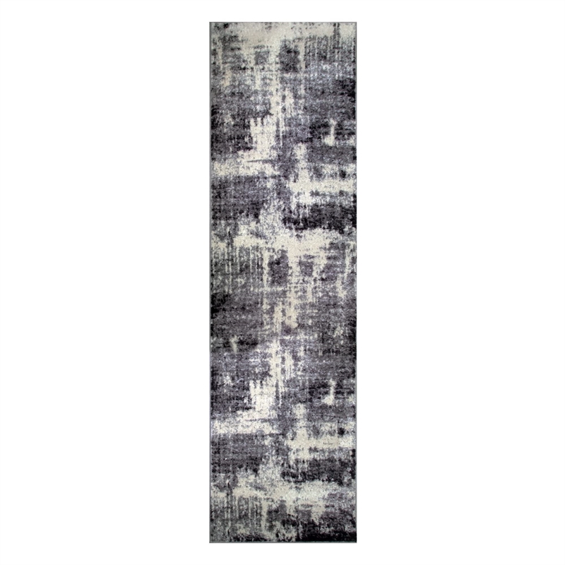 Pemberly Row Vintage Monochromatic Abstract Gray Area Rug Runner 2'2