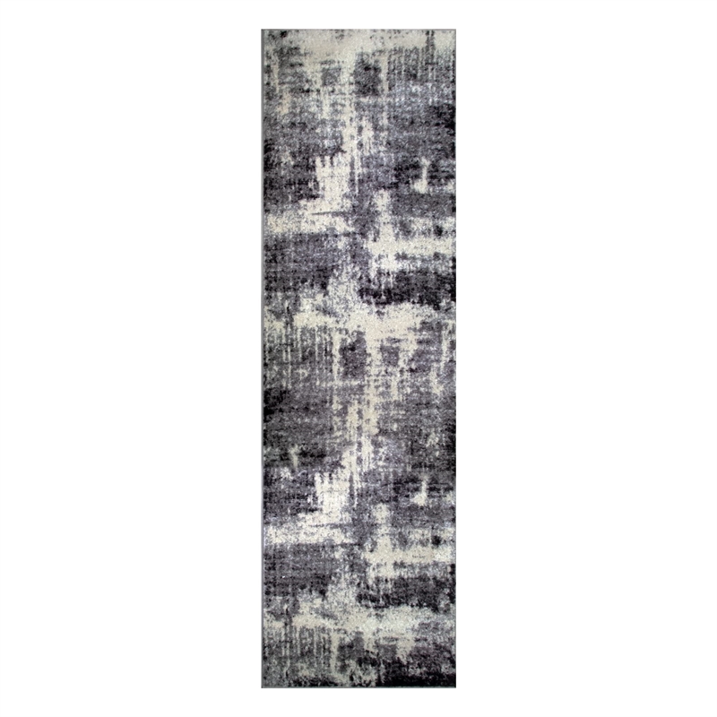 Pemberly Row Vintage Monochromatic Abstract Gray Area Rug Runner 1'9
