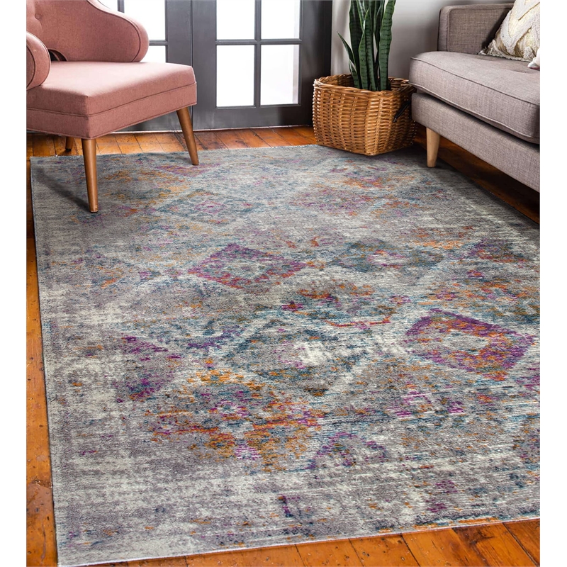 Pemberly Row Vintage Patchwork Boho Chic Faded Area Rug Rectangle 6'7