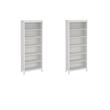 Pemberly Row Set of 2 Adjustable 6 Shelf Bookcase in White Finish