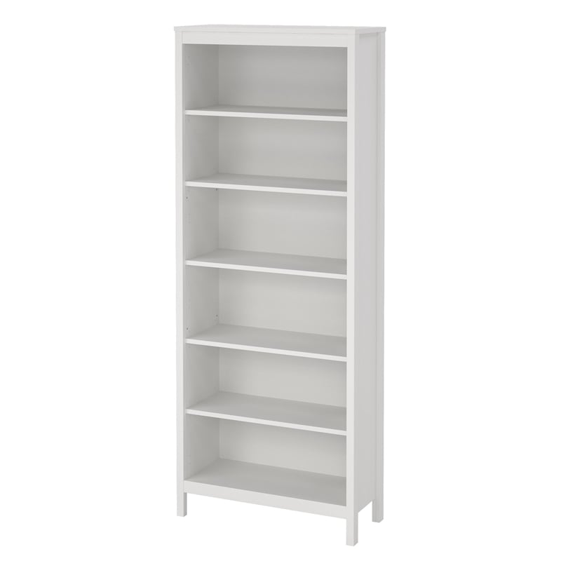 Pemberly Row Set of 2 Adjustable 6 Shelf Bookcase & Writing Desk in White