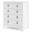 Pemberly Row Set of 3 5-Drawer Chest & 2 Nightstands in White