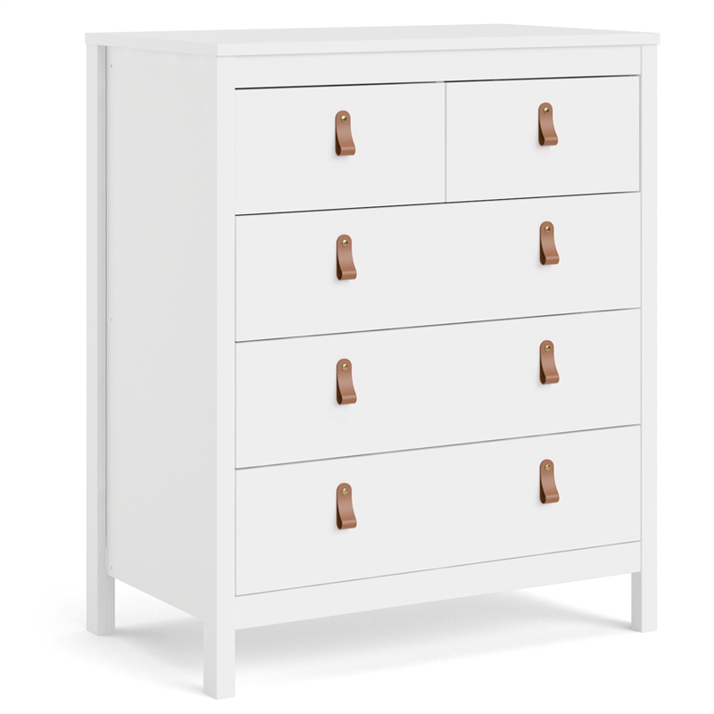 Pemberly Row Set of 3 5-Drawer Chest & 2 Nightstands in White