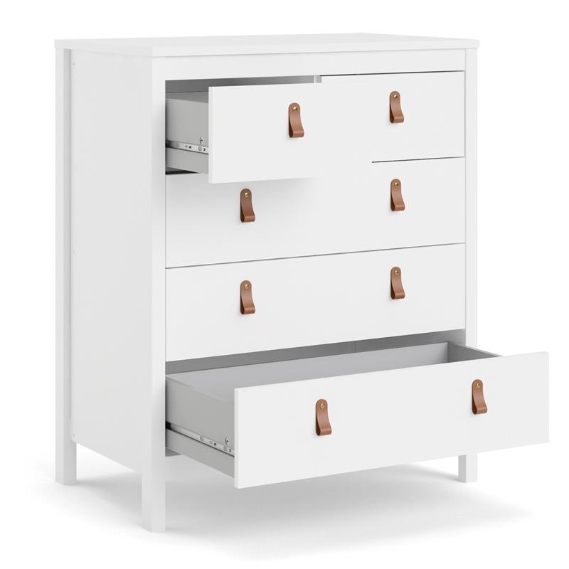 Pemberly Row Set of 3 5-Drawer Chest & 2 Nightstands in White