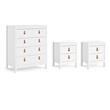 Pemberly Row Set of 3 5-Drawer Chest & 2 Nightstands in White