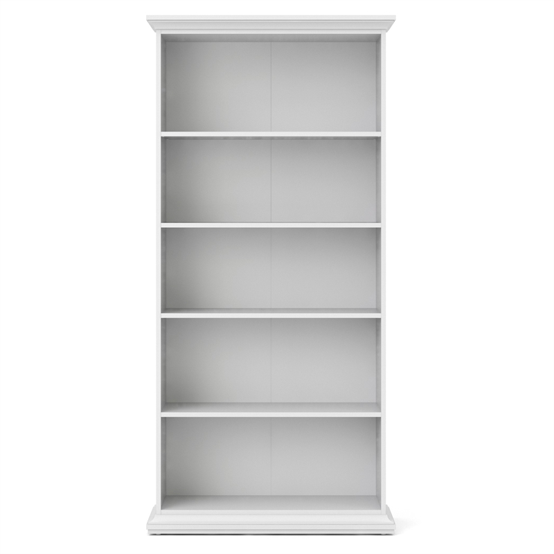 Pemberly Row Set of 2 Home Computer Office Desk & 5-Shelf Bookcase in White