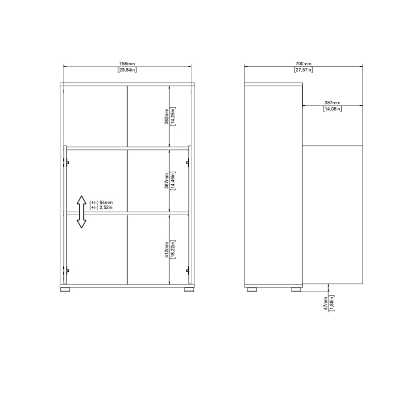 Pemberly Row Set of 2 Home Computer Office Desk & 3-Shelf Adjustable Bookcase