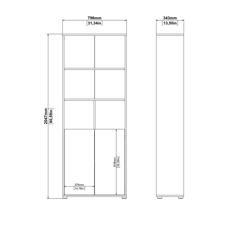 Pemberly Row Set of 2 Home Computer Office Desk &  6-Shelf Adjustable Bookcase