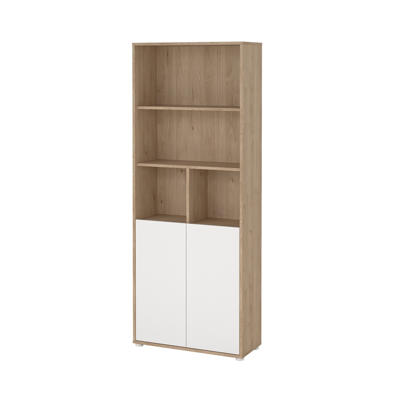 Pemberly Row Set of 2 Home Computer Office Desk &  6-Shelf Adjustable Bookcase