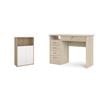 Pemberly Row Set of 2 Desk with 5-Drawers & 3-Shelf Adjustable Bookcase