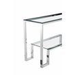 Pemberly Row Contemporary Metal Console in Hand Polished Silver Finish