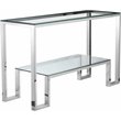 Pemberly Row Contemporary Metal Console in Hand Polished Silver Finish