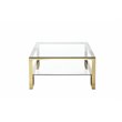 Pemberly Row Contemporary Metal Coffee Table in Polished Gold