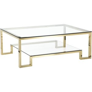 Pemberly Row Contemporary Metal Coffee Table in Polished Gold