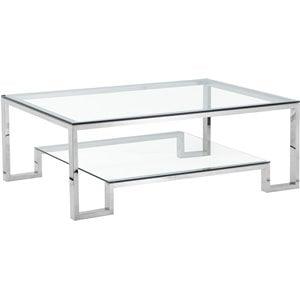 Pemberly Row Contemporary / Modern Metal Coffee Table in Silver