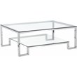 Pemberly Row Contemporary / Modern Metal Coffee Table in Silver