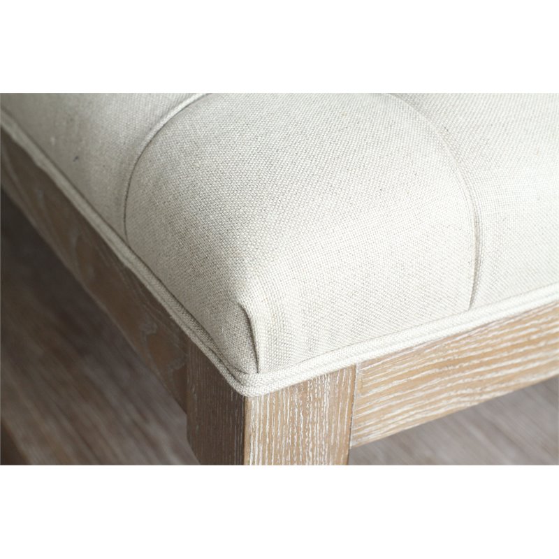 Pemberly Row Wood Rectangle Coffee Table in Antique White & Linen