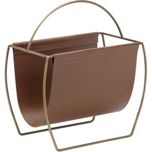 Pemberly Row Contemporary / Modern Metal Magazine Rack in Brown