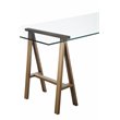 Pemberly Row Contemporary Metal Desk with Glass in Brushed Brass