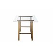 Pemberly Row Contemporary Metal Desk with Glass in Brushed Brass
